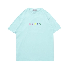 Áo thun tay ngắn THÊU HAPPY 24 unisex vải cotton 75% form rộng