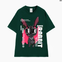 Áo Thun Cotton 100  HY KOREA Nam Nữ BLACK RABBIT 1191 Tay Lỡ Unisex