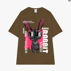 Áo Thun Cotton 100  HY KOREA Nam Nữ BLACK RABBIT 1191 Tay Lỡ Unisex