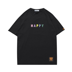 Áo thun tay ngắn THÊU HAPPY 24 unisex vải cotton 75% form rộng