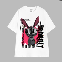 Áo Thun Cotton 100  HY KOREA Nam Nữ BLACK RABBIT 1191 Tay Lỡ Unisex
