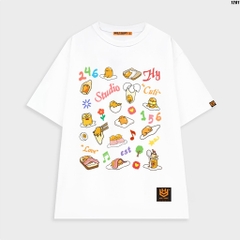 Áo thun tay lỡ HY KOREA Lazy Egg 1201 cotton 75% unisex form rộng