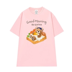 Áo Thun Tay Lỡ HY KOREA Cotton 100 Unisex Gấu Teddy sleeping on breakfast bread 999