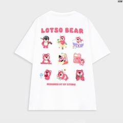 Áo thun form rộng HY KOREA Lotso Bear 1228 cotton 75% unisex tay lỡ