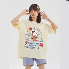 Áo thun nam nữ HY KOREA Snoopy Nasa 1219 cotton 75% form rộng tay lỡ