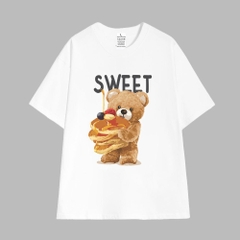 Áo Thun Tay Lỡ HY KOREA Cotton 100 Unisex Gấu Teddy Sweet 997