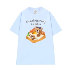 Áo Thun Tay Lỡ HY KOREA Cotton 100 Unisex Gấu Teddy sleeping on breakfast bread 999