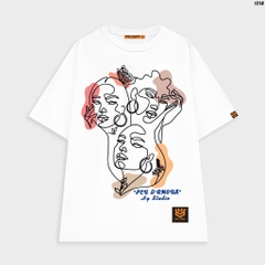 Áo thun tay lỡ HY KOREA The Face ART 1218 cotton 75% form rộng nữ
