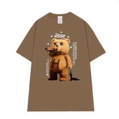 Áo Thun Tay Lỡ HY KOREA Cotton 100 Unisex Teddy Bad Bear 1302 Nam Nữ