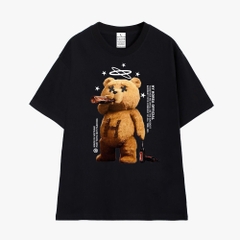 Áo Thun Tay Lỡ HY KOREA Cotton 100 Unisex Teddy Bad Bear 1302 Nam Nữ