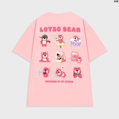 Áo thun form rộng HY KOREA Lotso Bear 1228 cotton 75% unisex tay lỡ