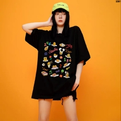 Áo thun tay lỡ HY KOREA Lazy Egg 1201 cotton 75% unisex form rộng