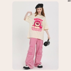 Áo thun nam nữ HY KOREA TLDC1221 Gấu Lotso No Trouble 1221 form rộng tay lỡ