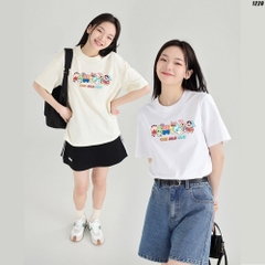Áo thun nam nữ HY KOREA Shin Child 1220 cotton 75% form rộng tay lỡ