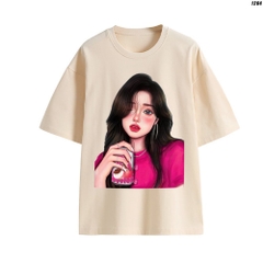 Áo Thun Nữ HY KOREA Tay Lỡ Cô gái áo hồng 1204 Cotton 100 Quảng Châu