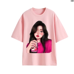 Áo Thun Nữ HY KOREA Tay Lỡ Cô gái áo hồng 1204 Cotton 100 Quảng Châu