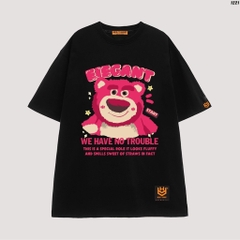 Áo thun nam nữ HY KOREA TLDC1221 Gấu Lotso No Trouble 1221 form rộng tay lỡ