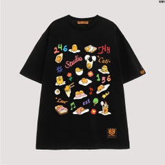 Áo thun tay lỡ HY KOREA Lazy Egg 1201 cotton 75% unisex form rộng