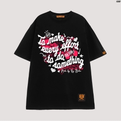 Áo thun unisex HY KOREA Make every effort 1207 cotton 75% form rộng tay lỡ