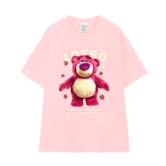 Áo Thun Cotton 100 Nam Nữ Gấu Lotso 1084 HY KOREA Tay Lỡ Unisex