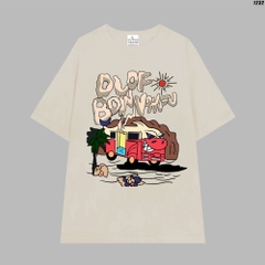 Áo Thun Unisex HY KOREA Car Dlof Travel 1232 Tay Lỡ Cotton 100