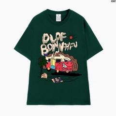 Áo Thun Unisex HY KOREA Car Dlof Travel 1232 Tay Lỡ Cotton 100