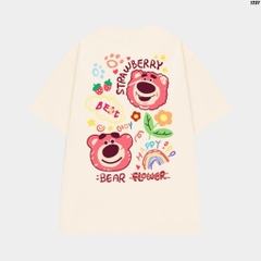 Áo thun nam nữ tay lỡ HY KOREA Lotso Bear Flower 1237 form rộng unisex