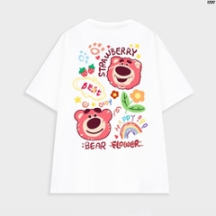 Áo thun nam nữ tay lỡ HY KOREA Lotso Bear Flower 1237 form rộng unisex