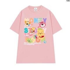 Áo Thun Tay Lỡ HY KOREA Honey Pooh 1262 Form Rộng Cotton 100 Nam Nữ