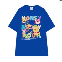 Áo Thun Tay Lỡ HY KOREA Honey Pooh 1262 Form Rộng Cotton 100 Nam Nữ