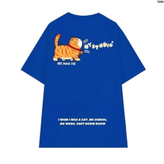 Áo Phông Unisex HY KOREA Cotton 100 Tay Lỡ Cat Moji 1263 Form Rộng