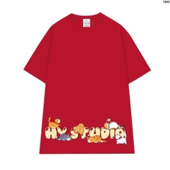 Áo Phông Unisex HY KOREA Cotton 100 Tay Lỡ Cat Moji 1263 Form Rộng