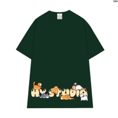 Áo Phông Unisex HY KOREA Cotton 100 Tay Lỡ Cat Moji 1263 Form Rộng