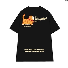 Áo Phông Unisex HY KOREA Cotton 100 Tay Lỡ Cat Moji 1263 Form Rộng