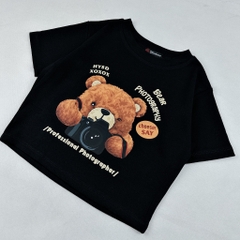 Áo croptop nữ HY KOREA in Bear Photography 1267 freesize ôm body tay ngắn