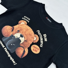 Áo croptop nữ HY KOREA in Bear Photography 1267 freesize ôm body tay ngắn