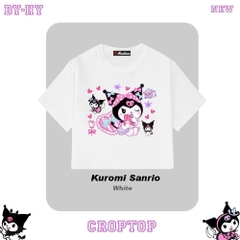 Áo croptop thun HY KOREA in Thỏ Kuromi 1275 tay ngắn freesize