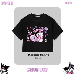 Áo croptop thun HY KOREA in Thỏ Kuromi 1275 tay ngắn freesize