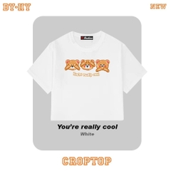 Áo thun croptop nữ HY KOREA in Bear really cool 1272 tay ngắn