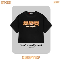Áo thun croptop nữ HY KOREA in Bear really cool 1272 tay ngắn