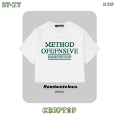 Áo thun croptop Y2K HY KOREA in chữ Rambuntcious 1276 tay ngắn