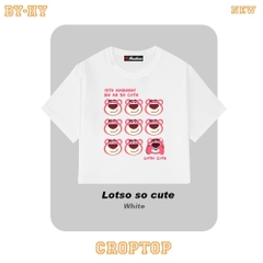 Áo croptop ôm body nữ HY KOREA in Đầu gấu Lotso cute 1282 tay ngắn