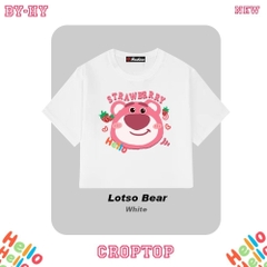 Áo croptop ôm body nữ HY KOREA in Đầu gấu Lotso Hello 1284 tay ngắn