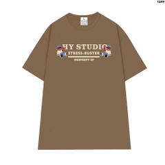 Áo thun tay lỡ HY KOREA Cotton 100 Gấu Basic Tee 1289 Form Rộng Tay Lỡ Unisex