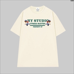 Áo thun tay lỡ HY KOREA Cotton 100 Gấu Basic Tee 1289 Form Rộng Tay Lỡ Unisex