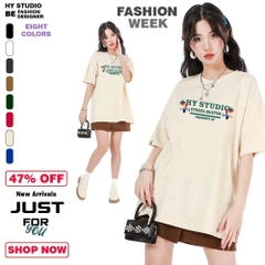 Áo thun tay lỡ HY KOREA Cotton 100 Gấu Basic Tee 1289 Form Rộng Tay Lỡ Unisex