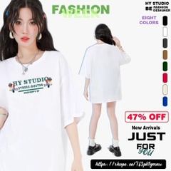 Áo thun tay lỡ HY KOREA Cotton 100 Gấu Basic Tee 1289 Form Rộng Tay Lỡ Unisex