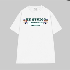 Áo thun tay lỡ HY KOREA Cotton 100 Gấu Basic Tee 1289 Form Rộng Tay Lỡ Unisex