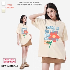 Áo Phông Tay Lỡ HY KOREA Cotton 100 Bông hoa NoLimit 1290 Form Rộng Unisex