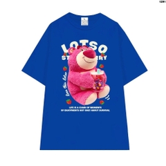 Áo thun tay lỡ HY KOREA form rộng unisex cotton 100 Gấu Lotso ôm trà sữa 1291